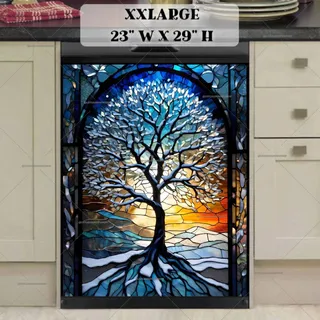 Preview of Stained Glass Winter Tree magnet in XX Large size.