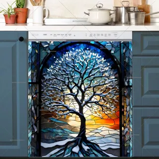 Preview of Stained Glass Winter Tree magnet.