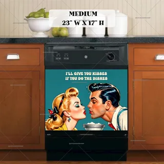 Preview of Retro Couple in the Kitchen magnet in Medium size.