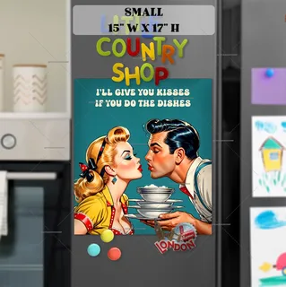 Preview of Retro Couple in the Kitchen magnet in Small size.