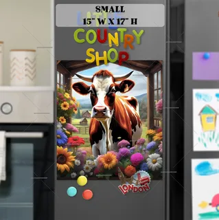 Preview of Colorful Flowers and Cow magnet in Small size.