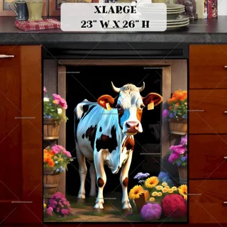 Preview of Farmhouse Calf at the Door magnet in Extra Large size.