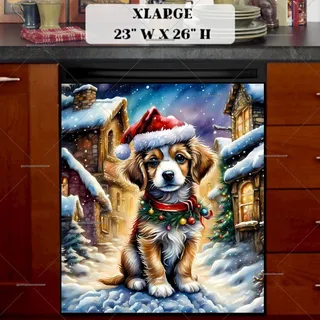 Preview of Puppy in Santa Hat magnet in Extra Large size.