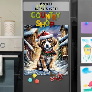 Preview of Puppy in Santa Hat magnet in Small size.