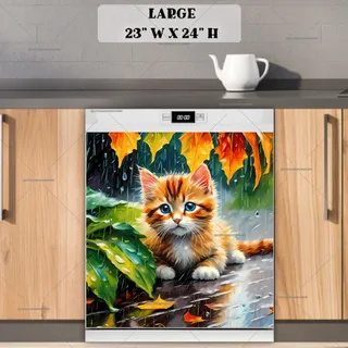 Preview of Kitten in the Summer Rain magnet in Large size.