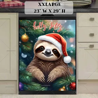 Preview of Christmas Sloth in Santa Hat magnet in XX Large size.