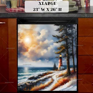 Preview of Winter Lighthouse magnet in Extra Large size.