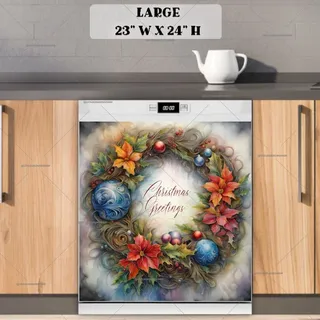 Preview of Christmas Greetings Wreath magnet in Large size.