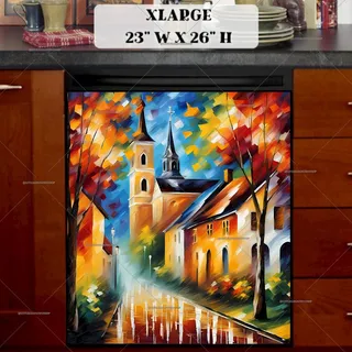 Preview of Beautiful Autumn Church magnet in Extra Large size.