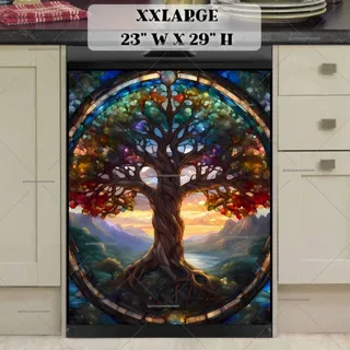 Preview of Stained Glass Sunset Tree magnet in XX Large size.