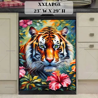 Preview of Beautiful Tiger in the Hibiscus Bush magnet in XX Large size.