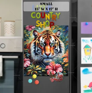 Preview of Beautiful Tiger in the Hibiscus Bush magnet in Small size.