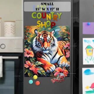 Preview of Relaxing Tiger and Hibiscus Flowers magnet in Small size.