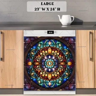 Preview of Stained Glass Gorgeous Mandala magnet in Large size.