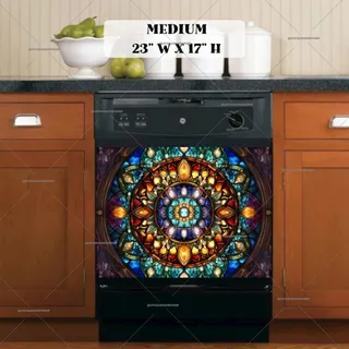 Preview of Stained Glass Gorgeous Mandala magnet in Medium size.