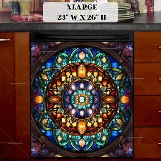 Preview of Stained Glass Gorgeous Mandala magnet in Extra Large size.