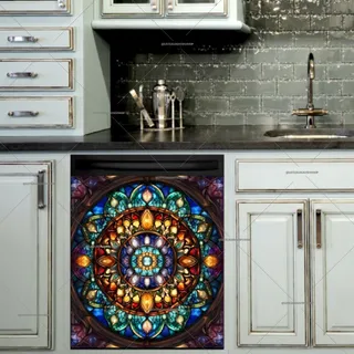 Preview of Stained Glass Gorgeous Mandala magnet.