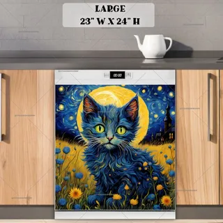 Preview of Starry Night Kitten magnet in Large size.