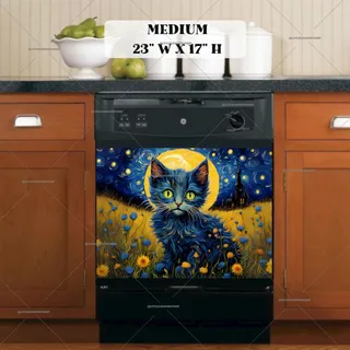 Preview of Starry Night Kitten magnet in Medium size.