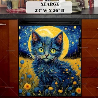 Preview of Starry Night Kitten magnet in Extra Large size.