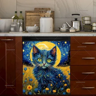 Preview of Starry Night Kitten magnet.