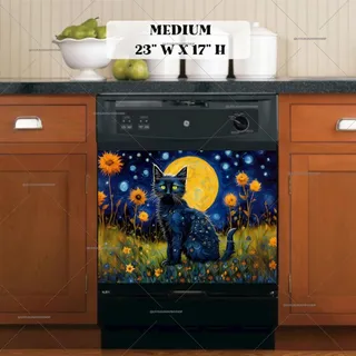 Preview of Starry Night Cat in the Meadow magnet in Medium size.