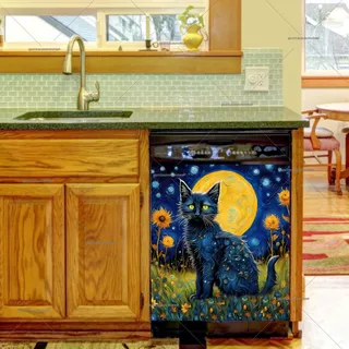 Preview of Starry Night Cat in the Meadow magnet.