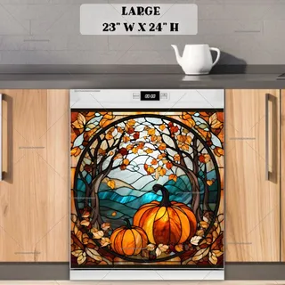 Preview of Stained Glass Pumpkins magnet in Large size.