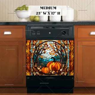 Preview of Stained Glass Pumpkins magnet in Medium size.