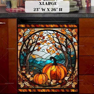 Preview of Stained Glass Pumpkins magnet in Extra Large size.