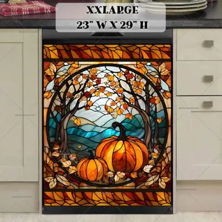 Preview of Stained Glass Pumpkins magnet in XX Large size.