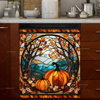 Preview of Stained Glass Pumpkins magnet.