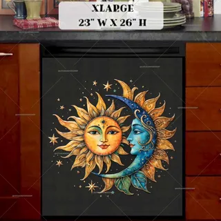 Preview of Boho Celestial Moon and Sun magnet in Extra Large size.