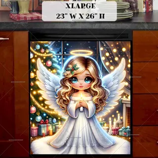 Preview of Blue Eyed Christmas Angel magnet in Extra Large size.