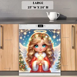 Preview of Christmas Angel with a Star magnet in Large size.