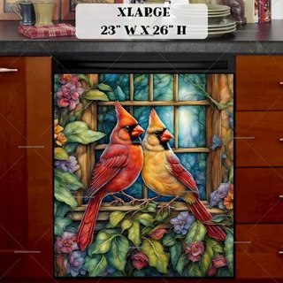 Preview of Lovely Summer Cardinals at the Window magnet in Extra Large size.