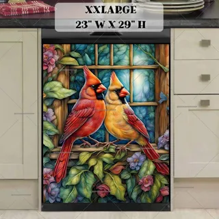 Preview of Lovely Summer Cardinals at the Window magnet in XX Large size.