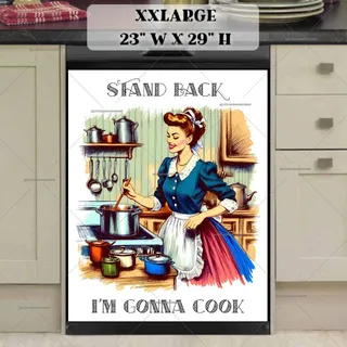 Preview of Funny Retro Housewife in the Kitchen magnet in XX Large size.