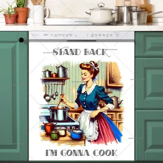 Preview of Funny Retro Housewife in the Kitchen magnet.