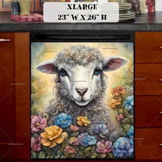 Preview of Cute Lamb in the Garden magnet in Extra Large size.