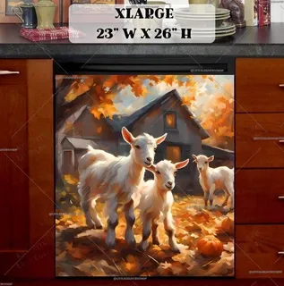 Preview of Baby Goats Playing in the Leaves magnet in Extra Large size.