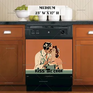 Preview of Retro Couple Cooking magnet in Medium size.