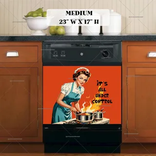 Preview of Cute Retro Housewife Cooking magnet in Medium size.