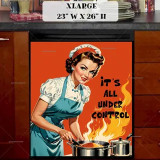 Preview of Cute Retro Housewife Cooking magnet in Extra Large size.