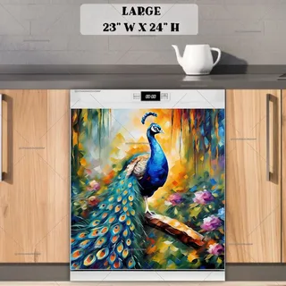 Preview of Gorgeous Peacock on a Tree magnet in Large size.