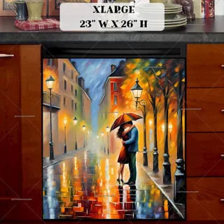 Preview of Couple Kissing in the Rain magnet in Extra Large size.