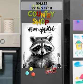 Preview of Cute Hungry Raccoon magnet in Small size.