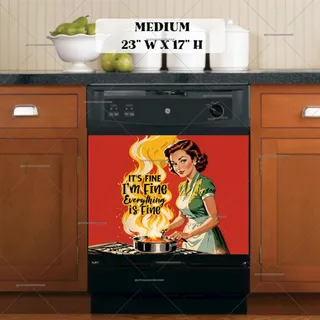 Preview of Funny Retro Housewife Cooking magnet in Medium size.