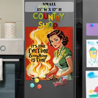 Preview of Funny Retro Housewife Cooking magnet in Small size.