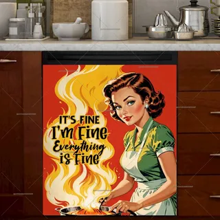 Preview of Funny Retro Housewife Cooking magnet.